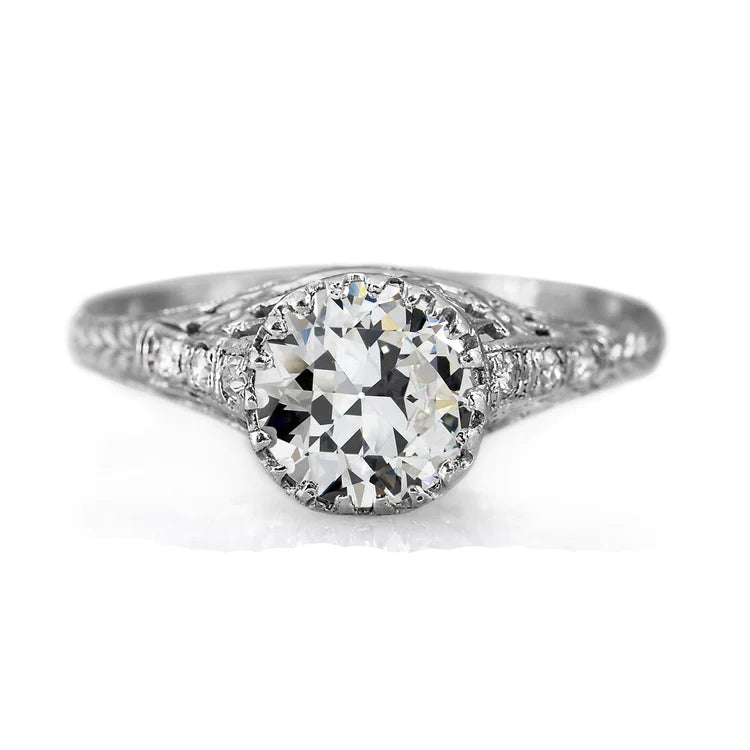 Wedding Ring With Accents Old Mine Cut Genuine Diamond Gold Jewelry 3 Carats