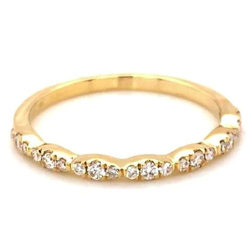Wedding Anniversary Band 0.50 Carats Round Lab Grown Diamond Yellow Gold 14K