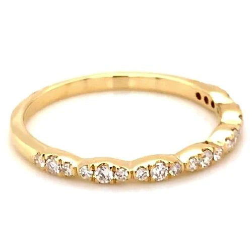 Wedding Anniversary Band 0.50 Carats Round Lab Grown Diamond Yellow Gold 14K