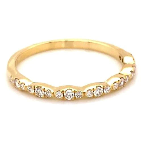Wedding Anniversary Band 0.50 Carats Round Lab Grown Diamond Yellow Gold 14K