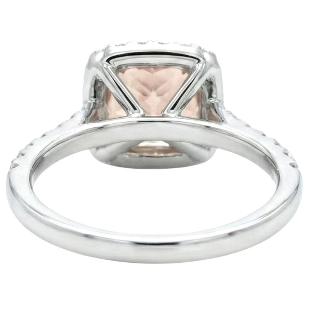 White Gold 14K 11 Ct Cushion Morganite And Natural Earth Mined Diamond ( Not Lab Grown )s Ring New