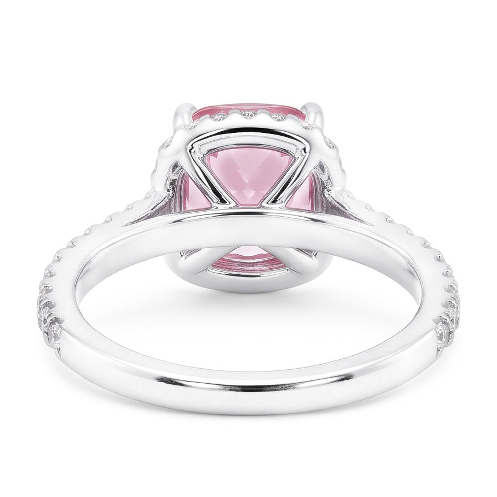 White Gold 14K 3.01 Carats Cushion Pink Gemstone Wedding Ring Jewelry