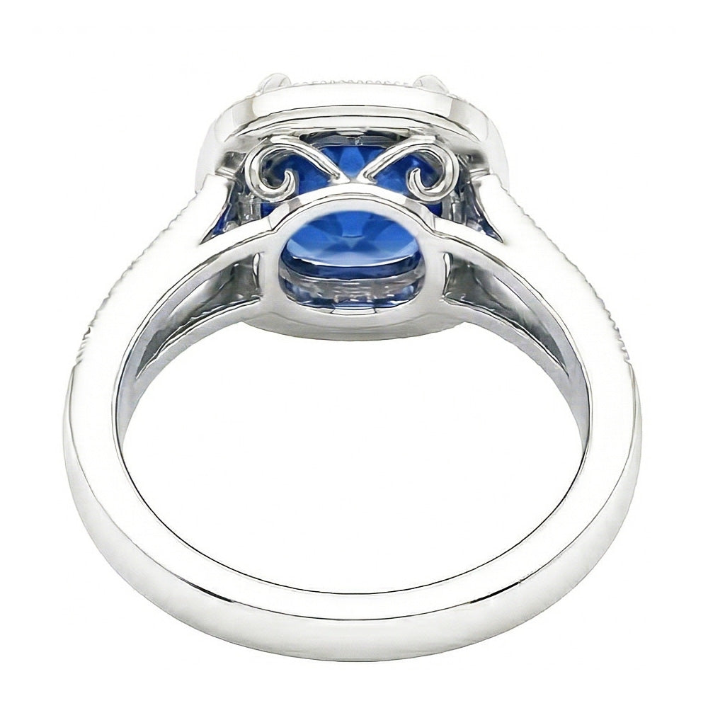 natural round sapphire 3.60ct ring profile view