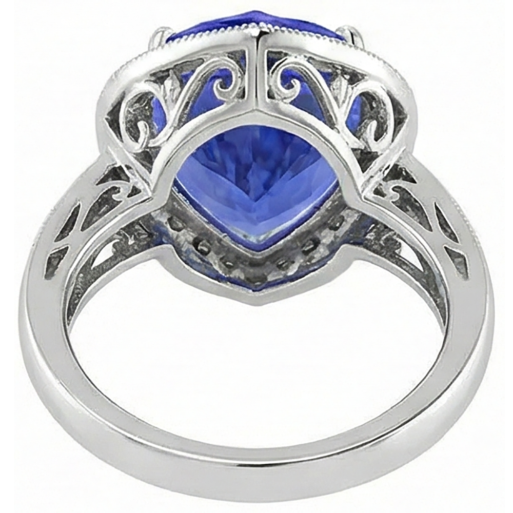 White Gold 14K Heart Tanzanite And Natural Earth Mined Diamond ( Not Lab Grown ) s Ring 7.76 Ct Jewelry