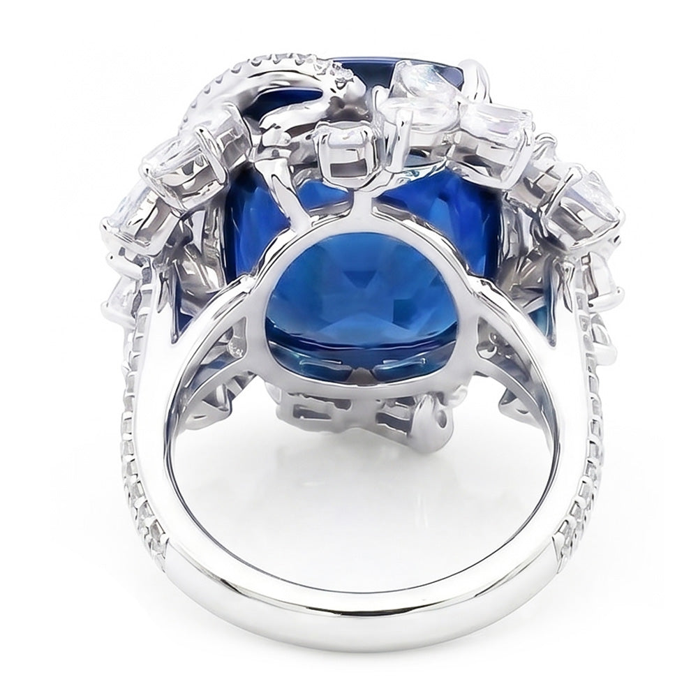 White Gold 14K Pear Cut Blue Sapphire With Natural Earth Mined Diamond ( Not Lab Grown ) s Ring 9.50 Carats