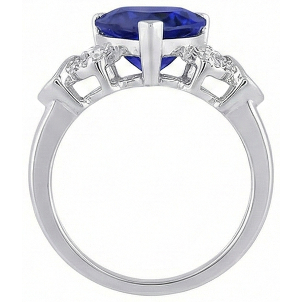 White Gold Natural Earth Mined Diamond ( Not Lab Grown ) Ring Heart Shaped Sri Lankan Sapphire 3.50 Carats