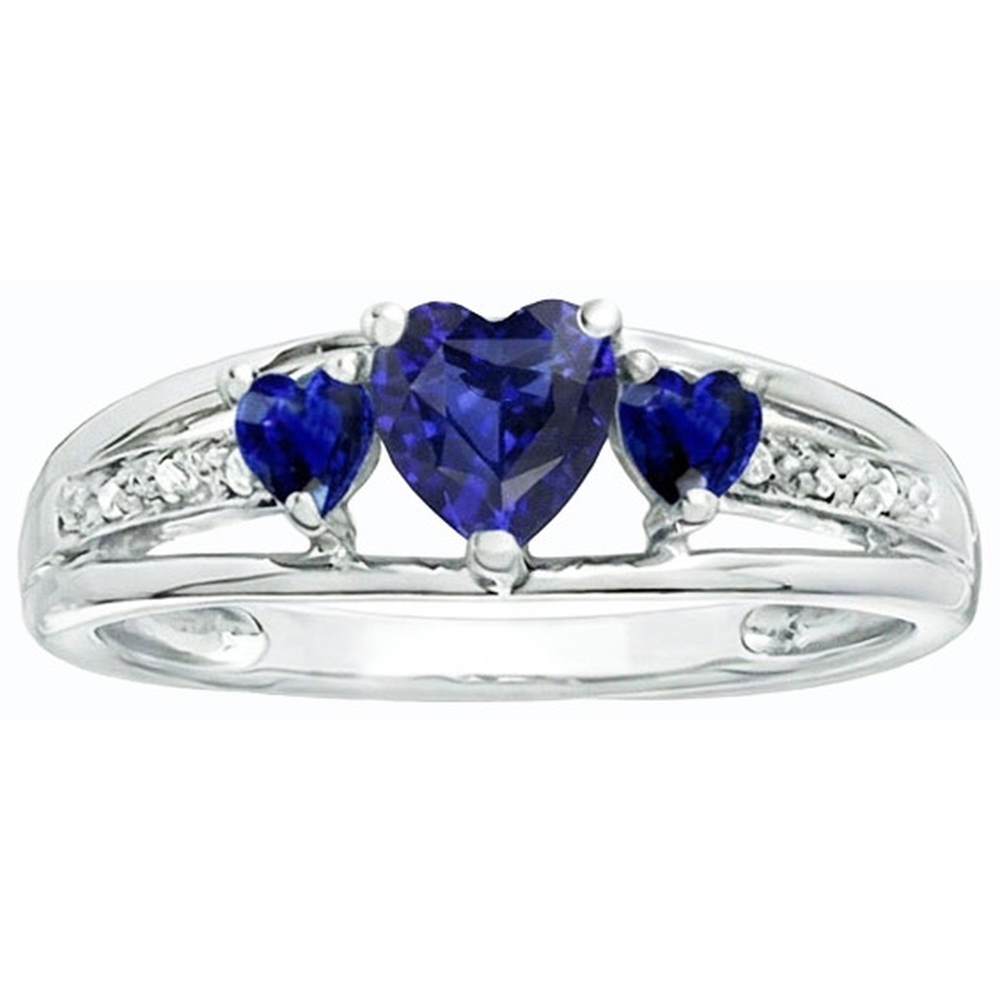natural round sapphire 2ct ring on white background