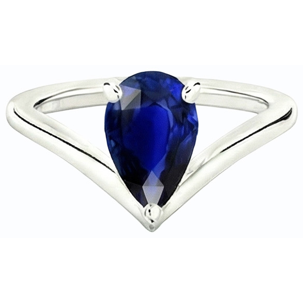 White Gold Solitaire Gemstone Ring Pear Ceylon Sapphire 2.50 Carats