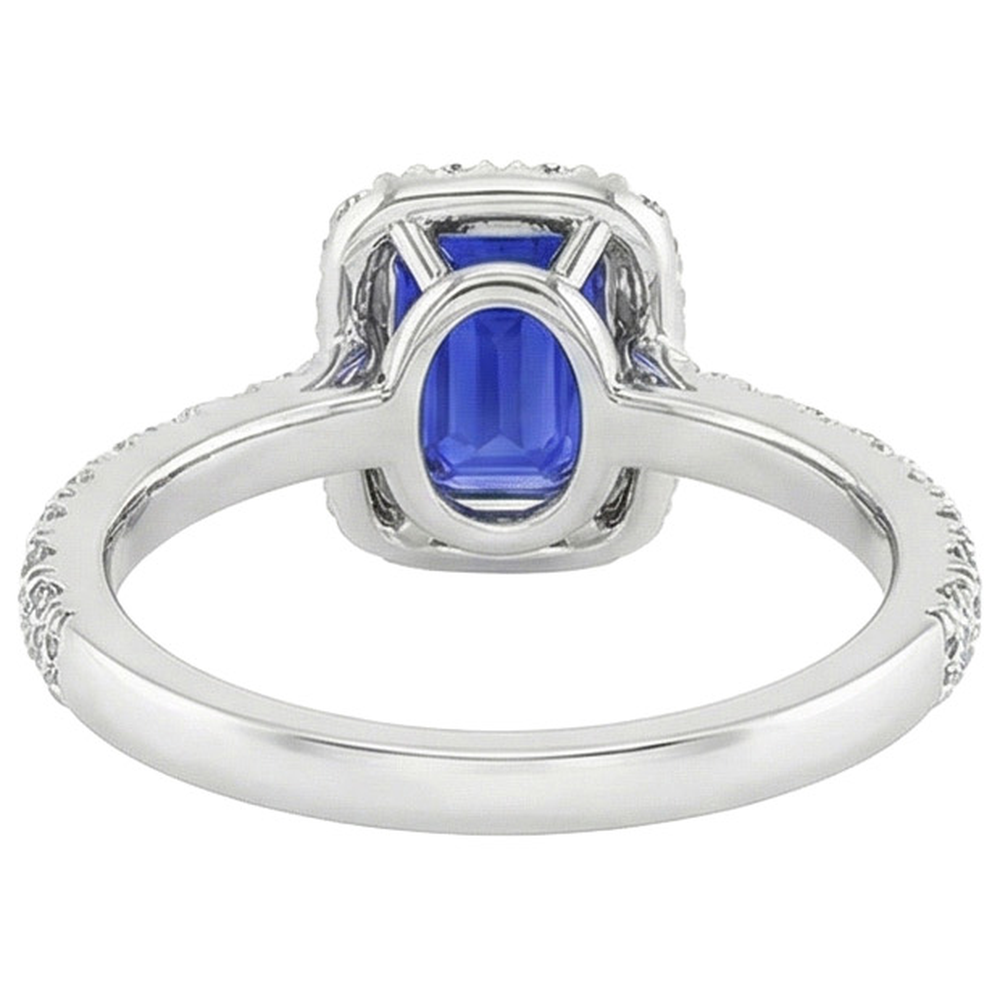 White Gold Solitaire with Accents Ring Blue Sapphire & Natural Earth Mined Diamond ( Not Lab Grown ) 5 Carat