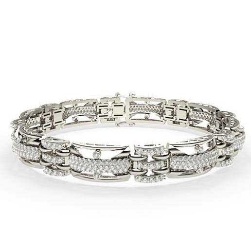 White Gold 14K 12.25 Carats Natural Diamonds Men's Bracelet New