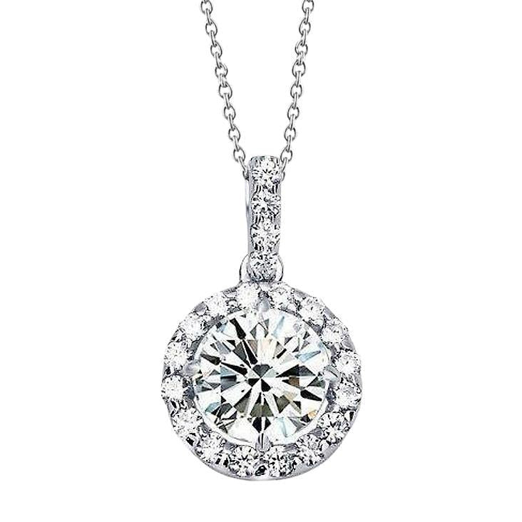 White Gold 14K 2.50 Carats Genuine Diamonds Pendant Necklace New