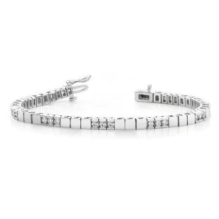 White Gold 14K 2.70 Carats Round Natural Diamonds Tennis Bracelet Jewelry