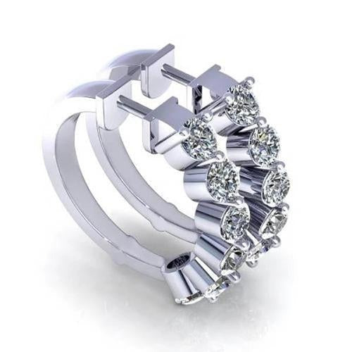 White Gold 14K 3 Ct. Round Prong Set Real Diamond Hoop Ladies Earring - Hoop Earrings-harrychadent.ca