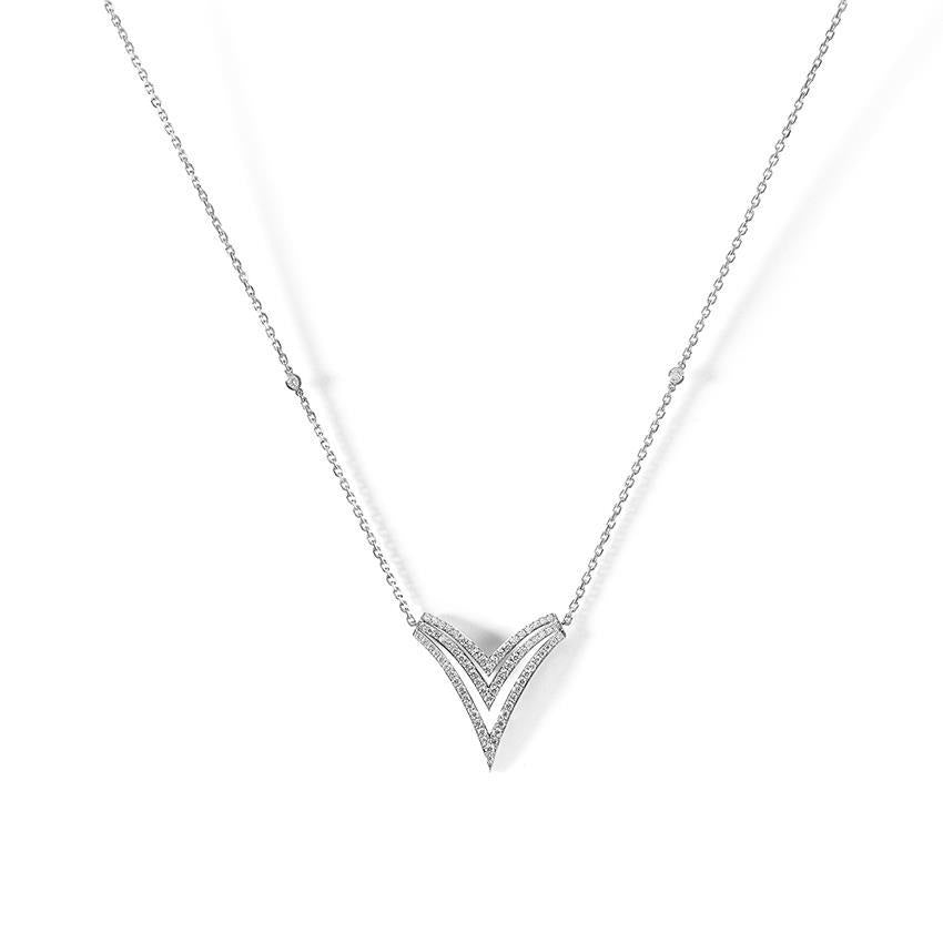 White Gold 14K 3 Ct Sparkling Real Brilliant Cut Diamonds Necklace New
