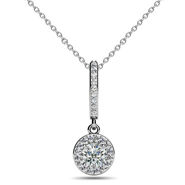 White Gold 14K 5Ct Round Real Brilliant Cut Diamonds Pendant Necklace