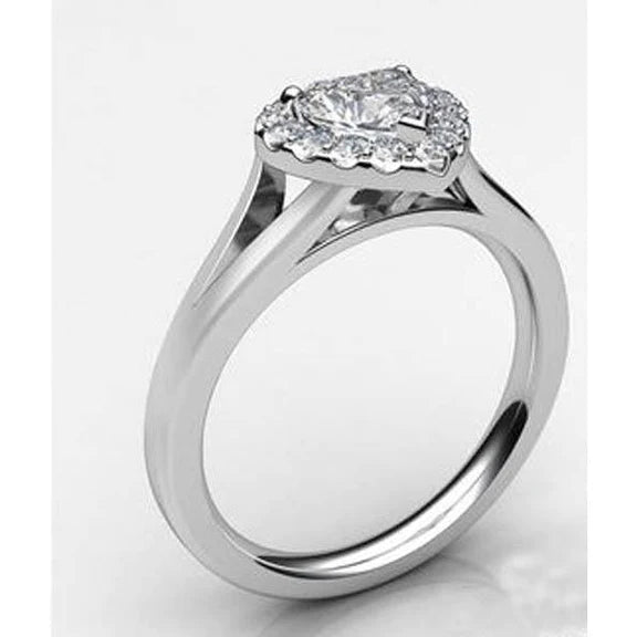 White Gold 14K Heart Cut With Round Halo Genuine Diamond Ring
