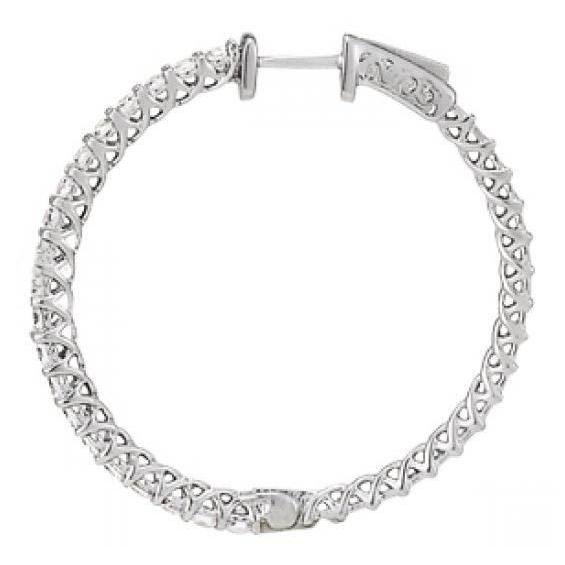 White Gold 14K Real Diamonds Earring 1.25 Carat Diamond Hoop