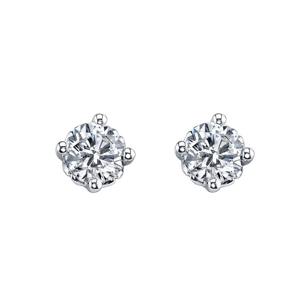 White Gold 14K Real Diamonds Ladies Studs Earrings 3 Carats Round Cut New - Stud Earrings-harrychadent.ca