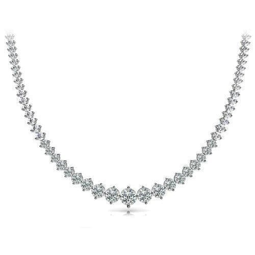 White Gold 14K Small Round Cut 24 Ct Natural Diamonds Ladies Necklace