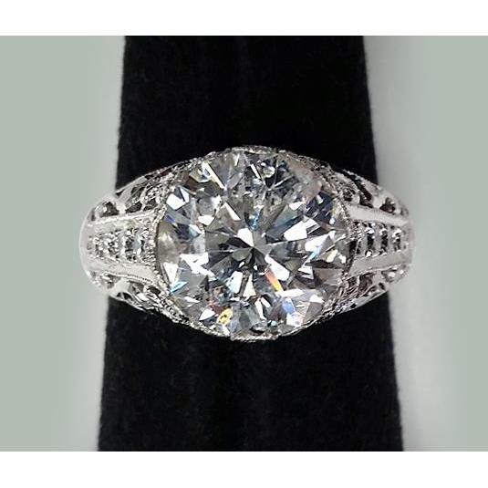 White Gold 7 Carat Round Real Diamond Ring