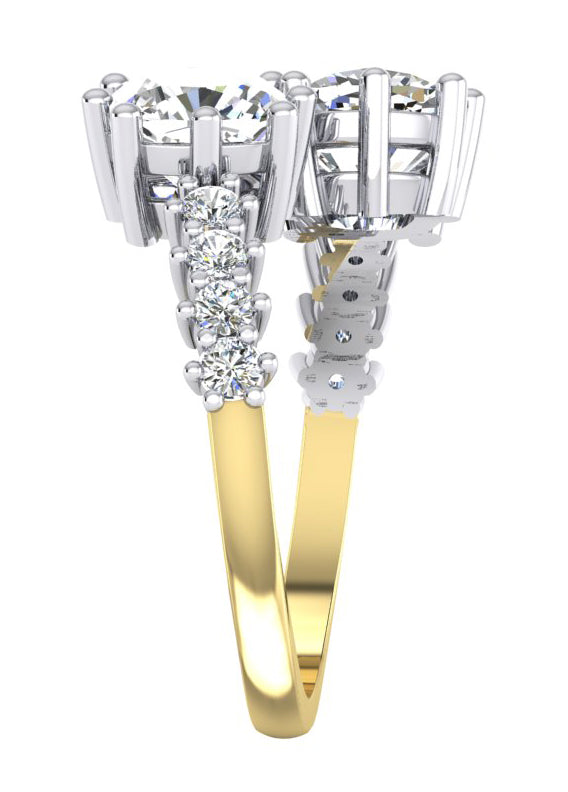 White Gold Double Cushion Cut Diamond Ring 3.30 Carats 14K