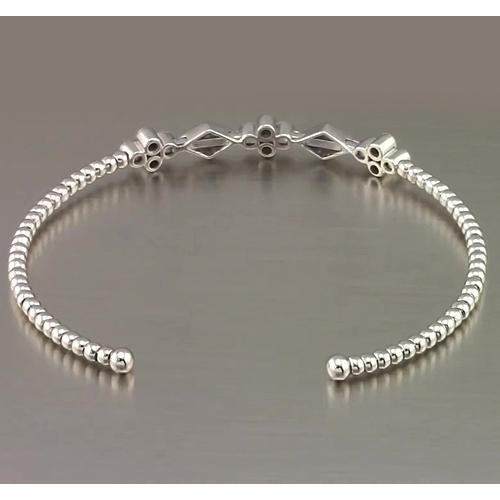 White Gold Genuine Diamond Bangle Bezel Set 1.50 Carats Women Jewelry