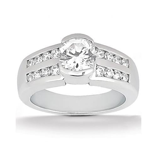 White Gold Genuine Diamond Engagement Ring and Band Set 1.80 Cts.