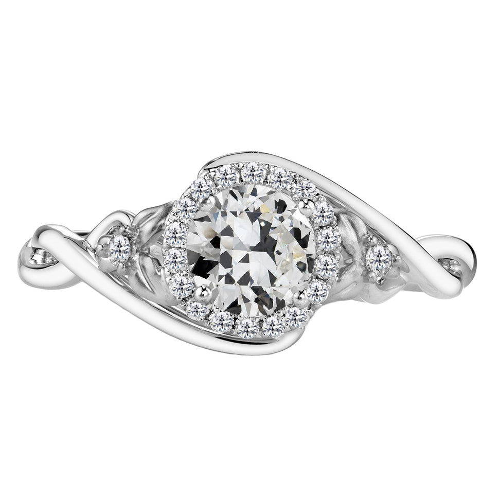 Brilliant Diamond Antique Cushion Engagement Ring in 14K White Gold – main view