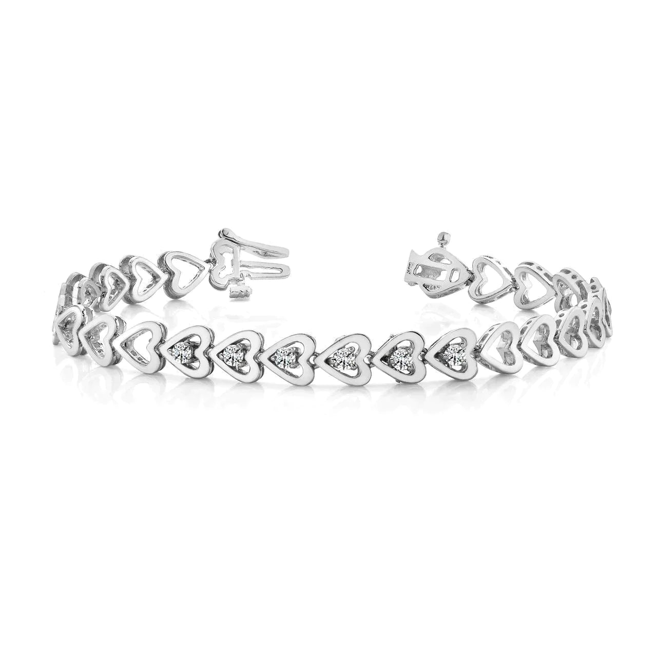 White Gold Heart Natural Diamond Bracelet