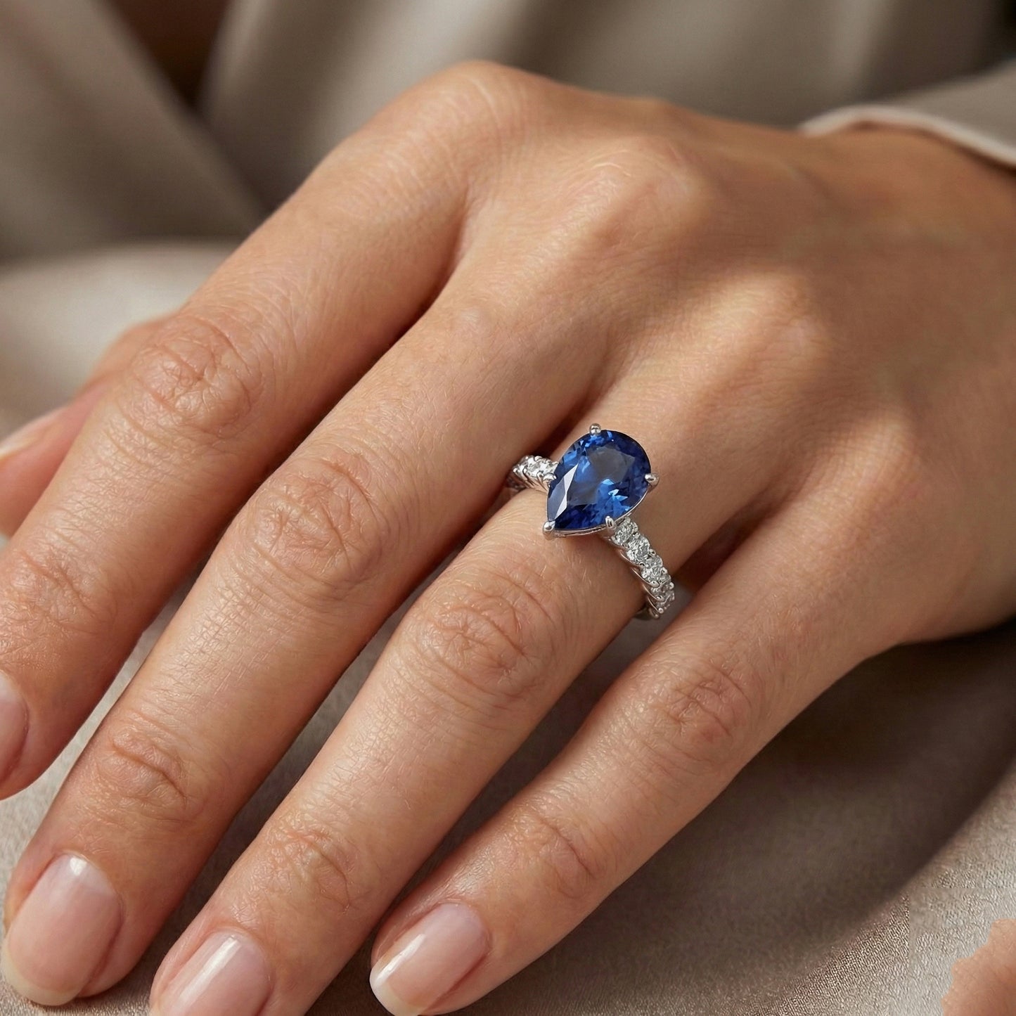 natural round sapphire 2ct ring with diamond accents