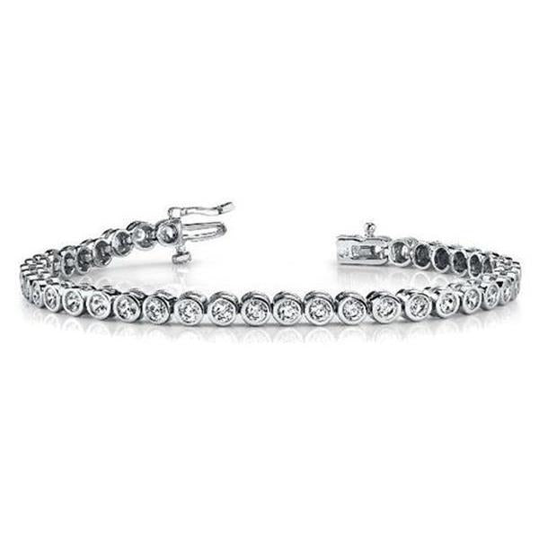 White Gold Real Round Brilliant Cut Diamond Tennis Bracelet 4.80 Carats