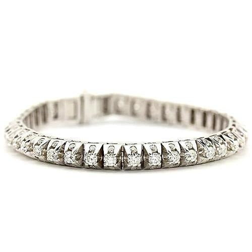 White Real Diamond Tennis Bracelet 6.35 Carats White Gold Jewelry 14K - Tennis Bracelet-harrychadent.ca