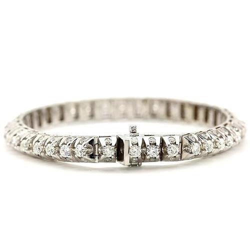 White Real Diamond Tennis Bracelet 6.35 Carats White Gold Jewelry 14K - Tennis Bracelet-harrychadent.ca