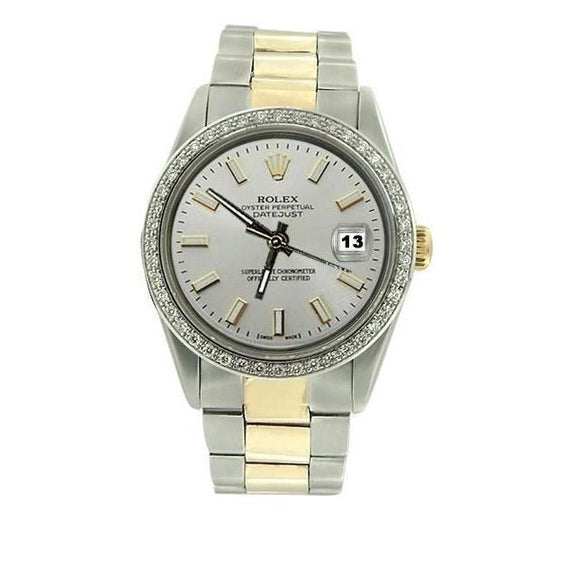 Rolex Date Just Diamond Bezel Watch Ss & Gold