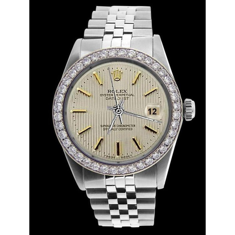 Rolex Gents Watch Ss Bracelet Diamond Bezel