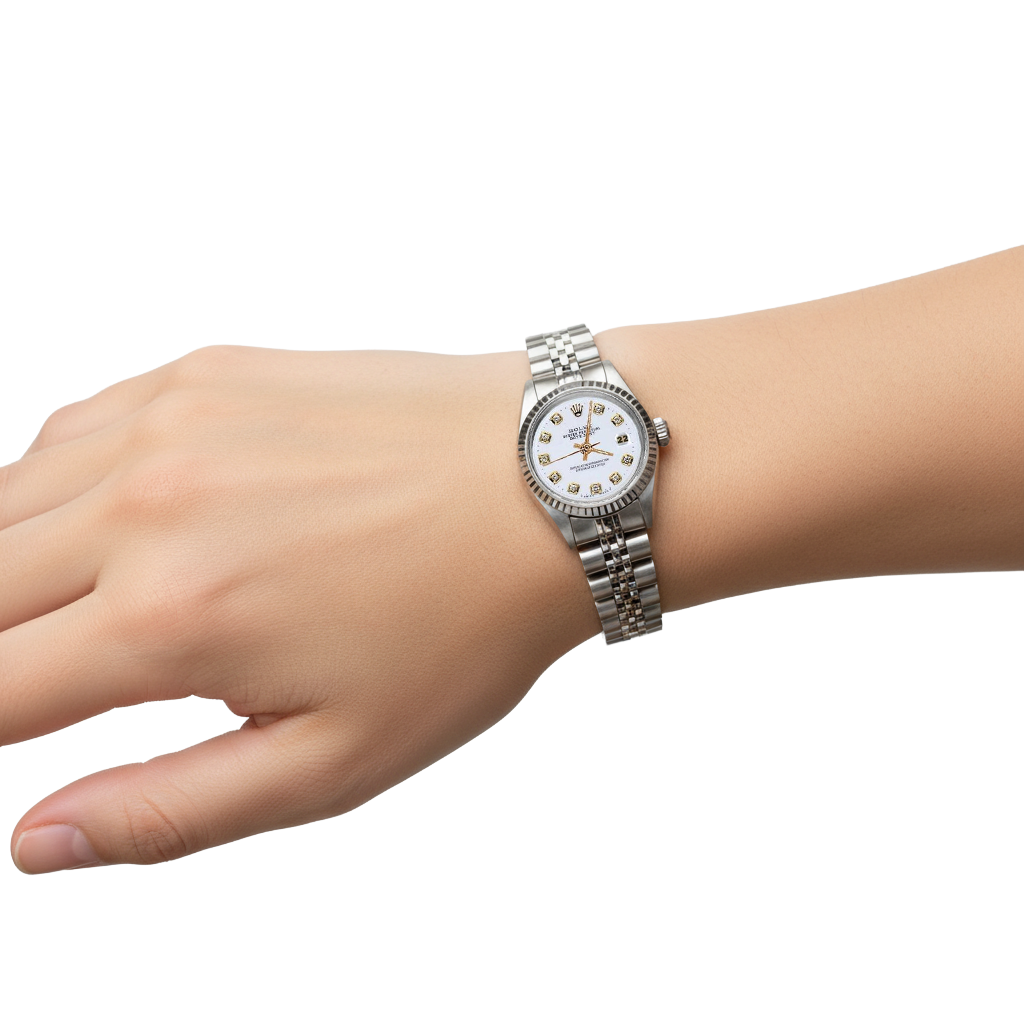 White Diamond Dial Rolex Perpetual Ss Women Datejust Watch P1