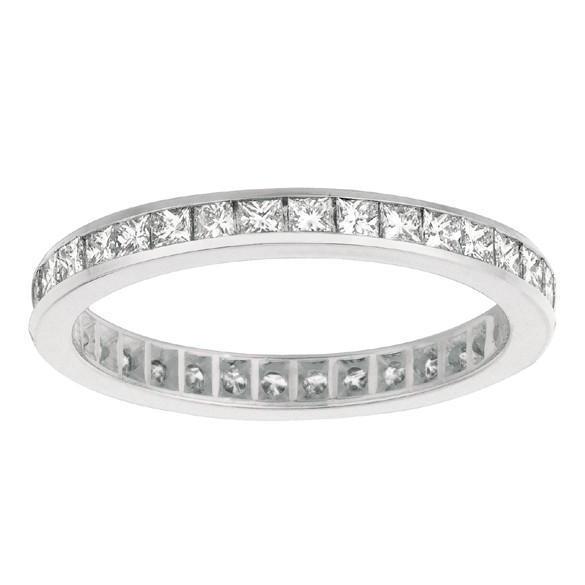 White Gold 2.24 Carat Princess Cut Lab Grown Diamond Eternity Ring Band Jewelry