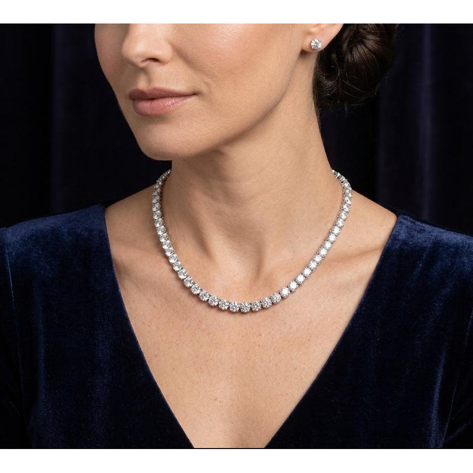 White Gold 9 Carat Lab Grown Diamonds Tennis Necklace 14K