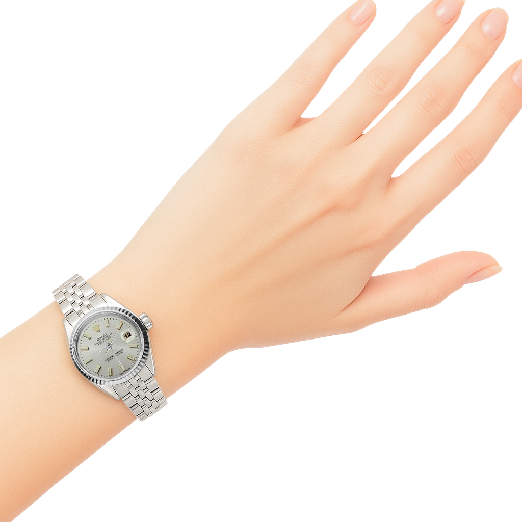 White Luminous Dial Rolex Date Just Ss Watch Fluted Bezel Datejust