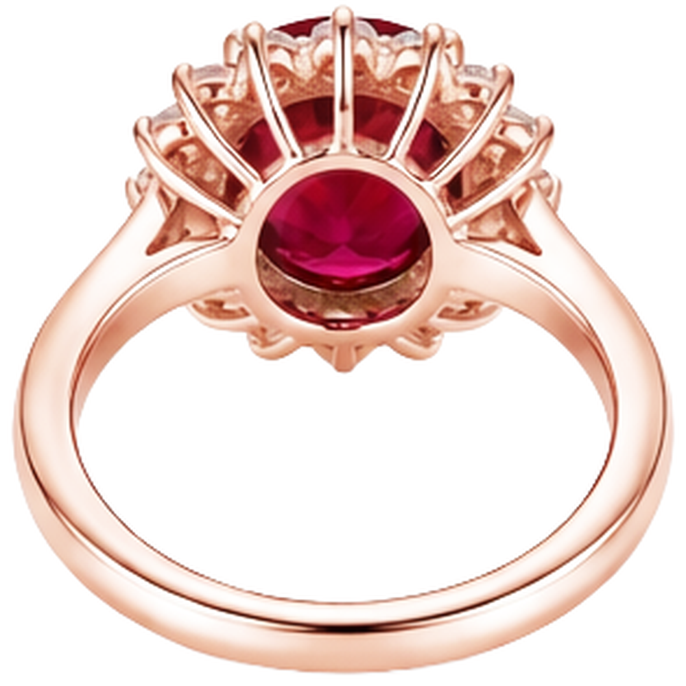 natural round ruby 8.50ct ring on white background