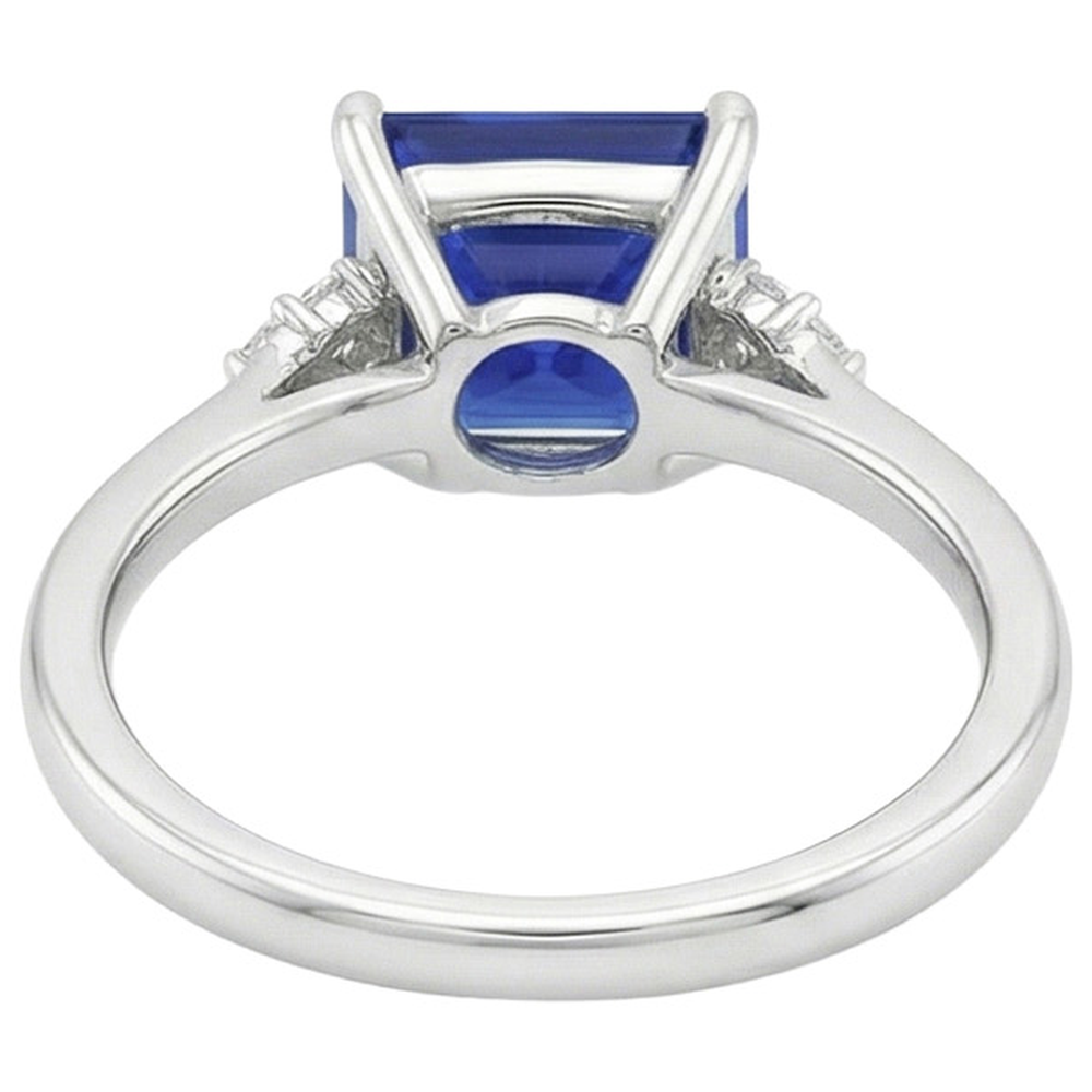Women Engagement Ring Blue Sapphire and Natural Earth Mined Diamond ( Not Lab Grown ) 5.25 Carat