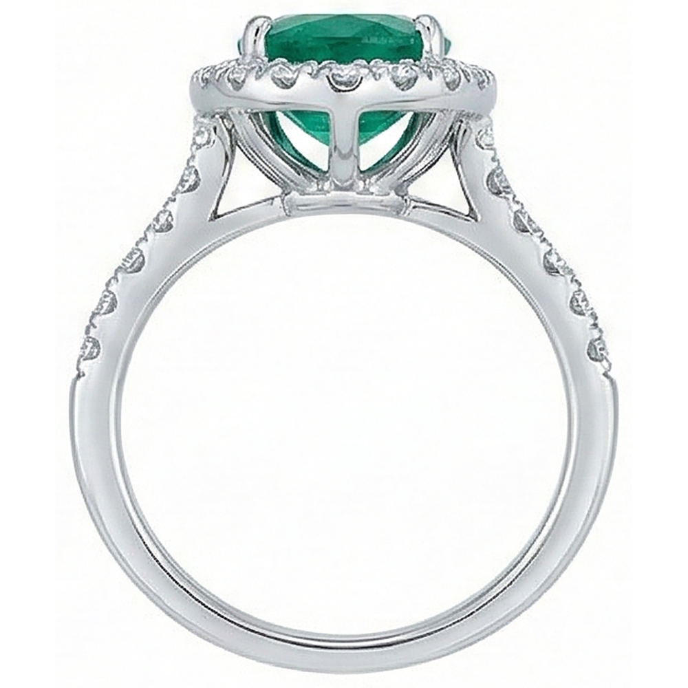 Women Green Emerald & Natural Earth Mined Diamond ( Not Lab Grown ) Ring White Gold 14K 5 Carats Gemstone Jewelry