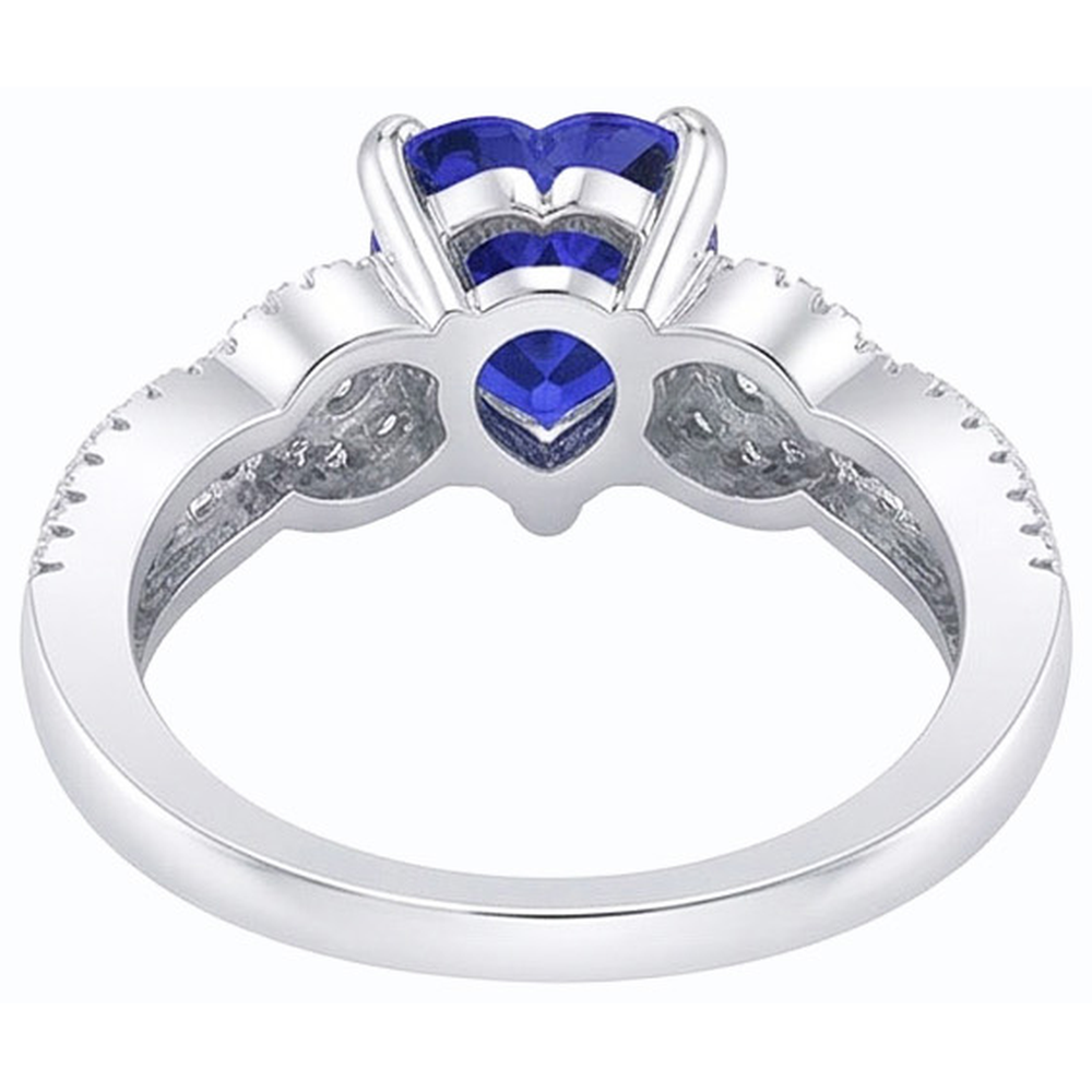 natural round sapphire 3ct ring on white background