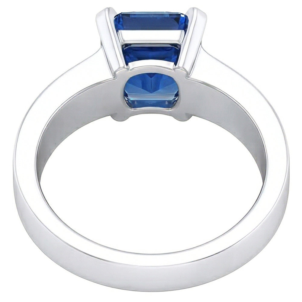 Women Solitaire Gemstone Blue Sapphire Ring Tension Style 1.50 Carats