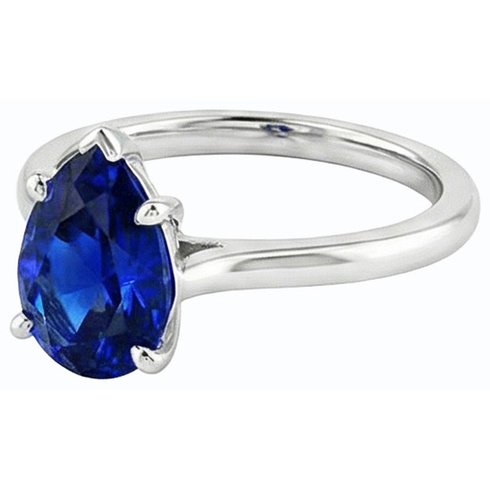 natural pear sapphire 1ct ring profile view