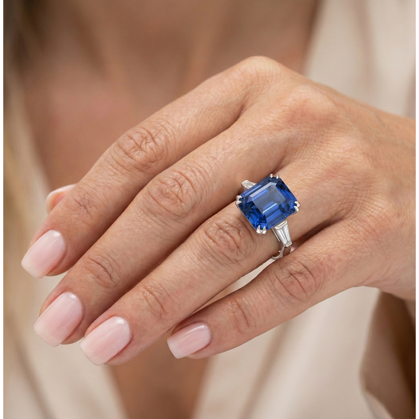 Women 3 Stone Emerald Sapphire Ring & Natural Earth Mined Diamond ( Not Lab Grown )s 4.50 Carats