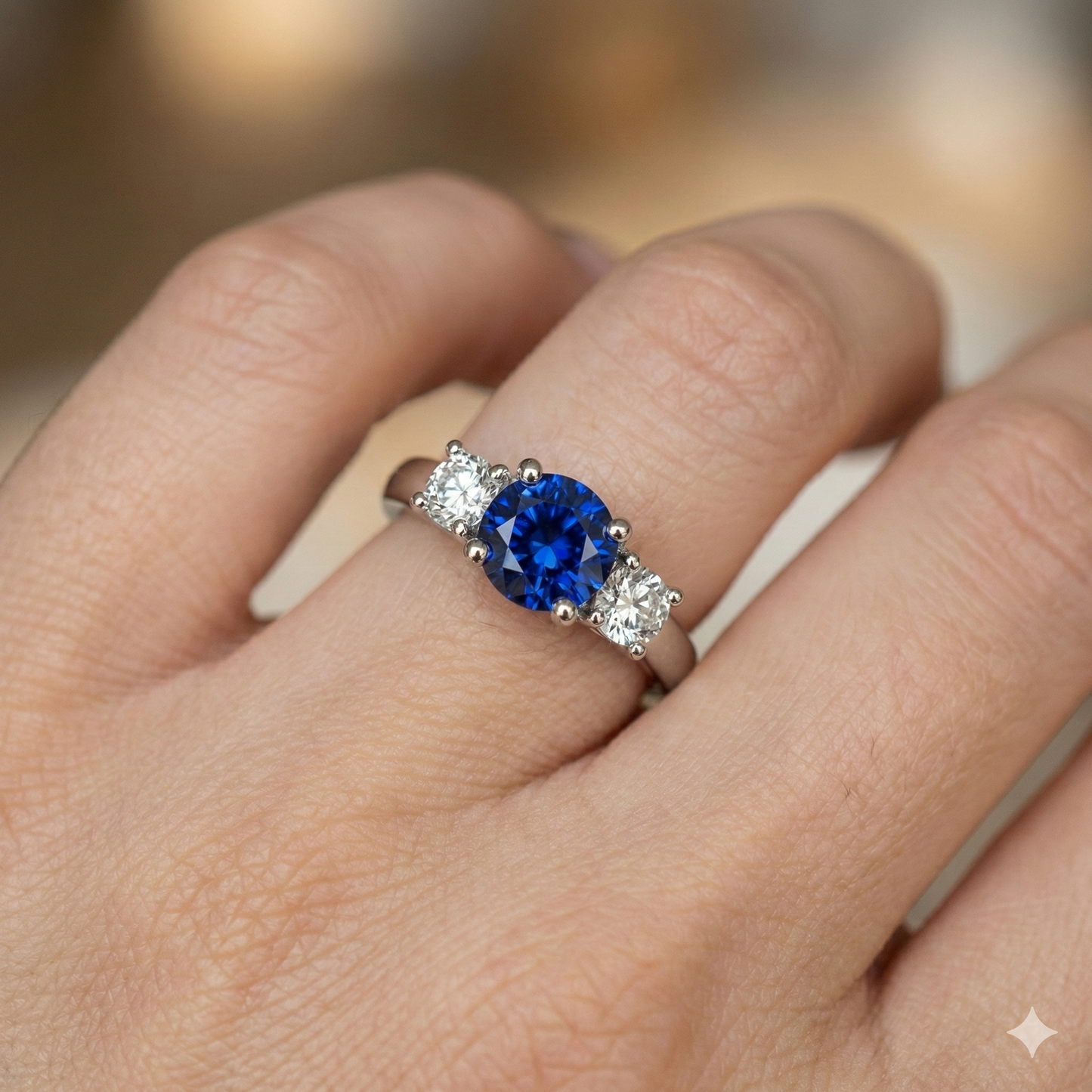 natural round sapphire 1.50ct ring with diamond accents