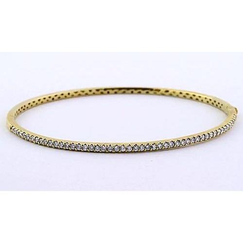 Women Genuine Diamond Bangle 5 Carats Yellow Gold 14K Jewelry New