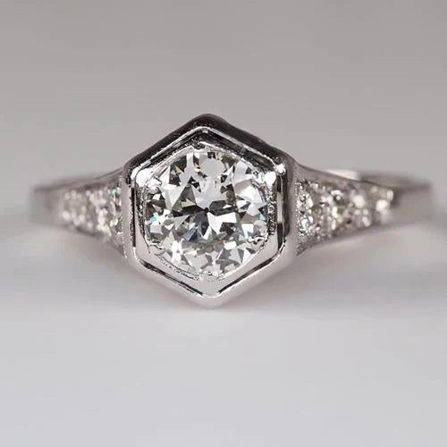 Women Gold Round Old Mine Cut Genuine Diamond Ring Prong Set 2.25 Carats