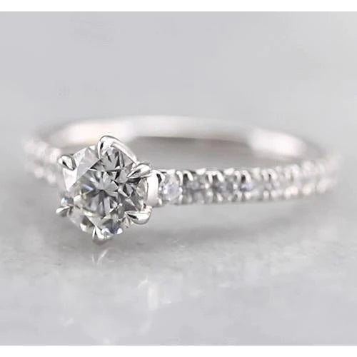 Women Natural Diamond Engagement Ring 1.50 Carats White Gold 14K